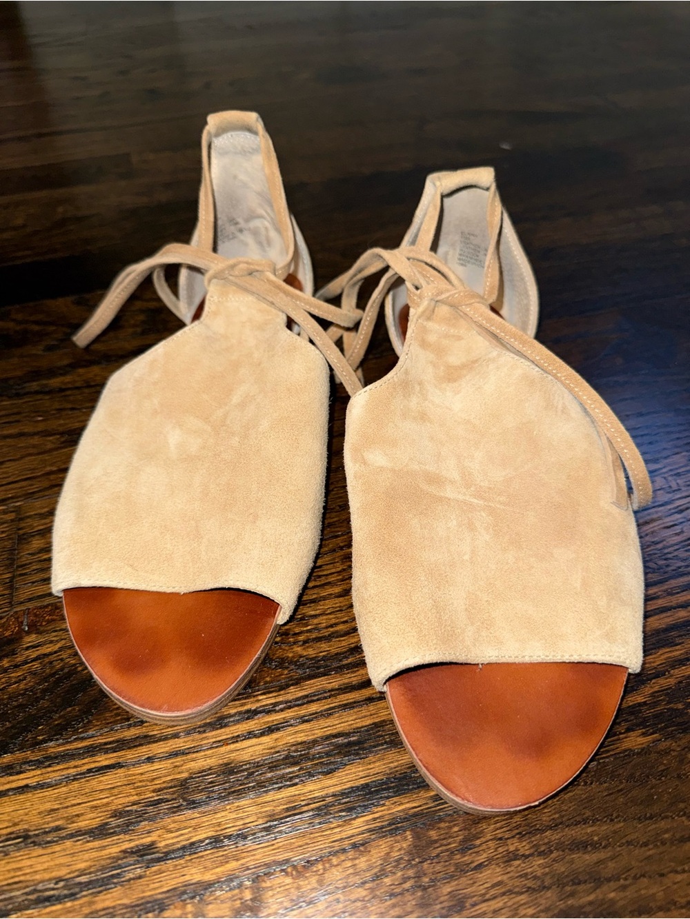 Steve Madden Suede Lace-Up Open Toe Sandals - Tan